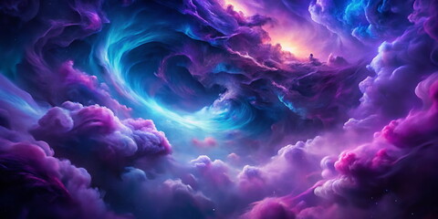 Obraz premium Swirling cosmic clouds in vibrant purple and blue hues