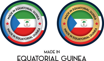 Made in Equatorial Guinea. Premium labels, stickers, pointer, badge and symbol of Equatorial Guinea flag icon. Collection vector illustration