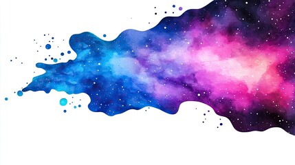 Obraz premium Galaxy watercolor idea. Vibrant watercolor splash of cosmic colors, perfect for creative designs and backgrounds.