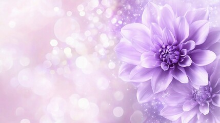 Obraz premium Elegant Dahlias in Bloom: Delicate purple dahlias, with intricate petal arrangements, dance in a dreamy, soft-focus ambiance. Their gentle forms evoke feelings of serenity and romance.