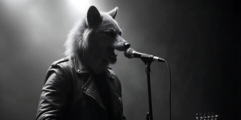 Wolf Musician: A Monochromatic Stage Performance