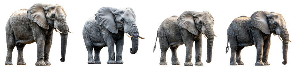 Obraz premium Majestic Elephants: Wildlife, Nature, Animals, Safari, African Mammals isolated on a transparent PNG background, white background, cut out
