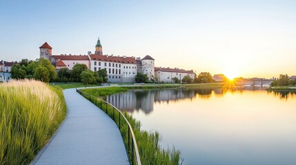 Obraz premium Castle Sunrise Reflection