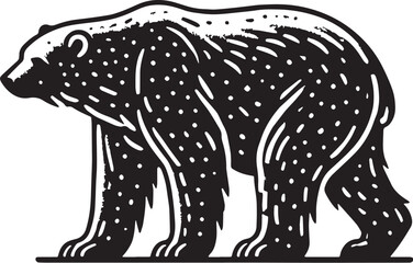Black Color Polar Bear Silhouette Vector Illustration, Solid White Background