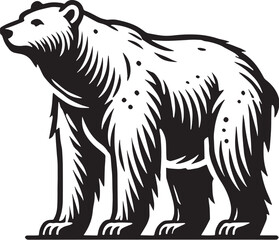 Black Color Polar Bear Silhouette Vector Illustration, Solid White Background