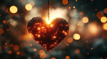 Burning Heart: A fiery digital art creation symbolizing passionate love, intense emotion, or perhaps the bittersweet pain of heartbreak.