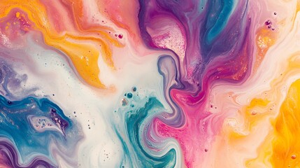 Abstract Swirling Paint Colors Fluid Art Design