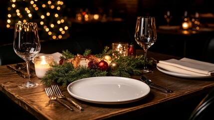 Festive Christmas Eve Dinner Table Setting