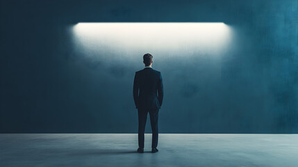 Fototapeta premium Reflecting on business insights minimalist digital art in modern office spaces