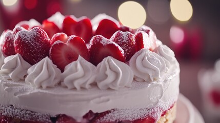 Delicious Strawberry Cake with Whipped Cream