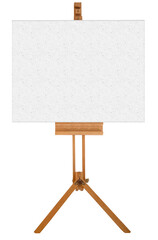 Toile blanche sur chevalet, fond blanc 