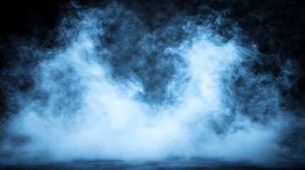 Blue Smoke Fills Dark Background Scene
