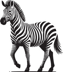 Black Color Zebra Silhouette Vector Illustration, Solid White Background