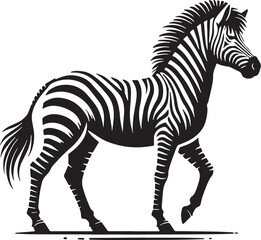 Black Color Zebra Silhouette Vector Illustration, Solid White Background