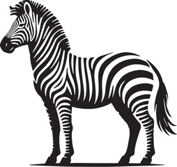 Black Color Zebra Silhouette Vector Illustration, Solid White Background