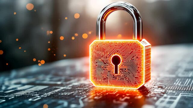 The electronic circuit futuristic neon padlock is a cutting edge security system that utilizes advanced technology to safeguard personal data and ensure privacy in the digital age.