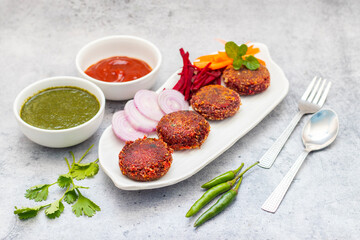 Beetroot tikka is a vibrant, flavourful dish made with marinated beetroot chunks, grilled or roasted, and spiced with aromatic seasonings.
