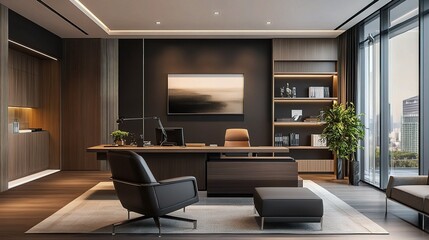 Modern Minimalistic Corporate Workspace with Clean Lines and Design