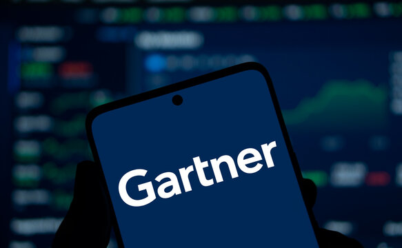Dhaka, Bangladesh- 25 Dec 2024: Gartner logo is displayed on smartphone.