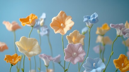 Obraz premium Tender Nicotiana flowers, pastel floral wallpaper, cotton fabric texture, delicate aesthetic effect