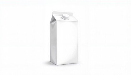Aseptic White Juice Carton or Milk Carton with White Cap Isolated on Solid White Background