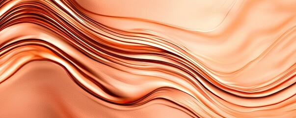 Obraz premium Metallic watercolor concept. Abstract copper waves creating a smooth and elegant texture for modern designs.