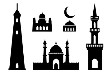 Silhouettes of Islamic Architectural Elements - Vector Illustration