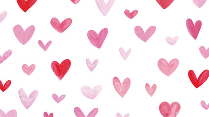 ハート　背景　水彩　散りばめ　ベクター　ピンク　赤