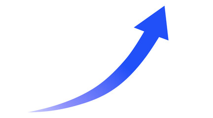 長い上昇する矢印　青色　グラデーション
