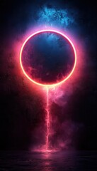 Obraz premium Neon Circle Abstract Art