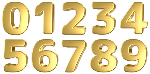 set of 3d golden numbers