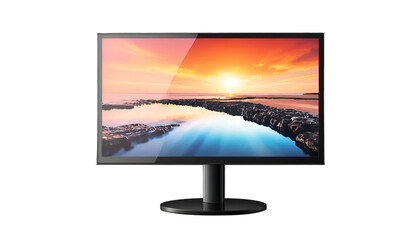 Computer monitor with screen lcd tv monitor with reflection isolated on transparent background