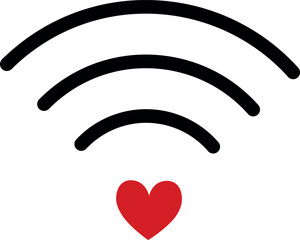 Heart with Wi-Fi Signal Vector Graphic