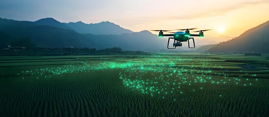 Drone Monitoring Smart Agriculture Field with Digital Technology in Rural Landscape