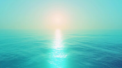 Obraz premium Serene ocean sunrise with sun reflection.