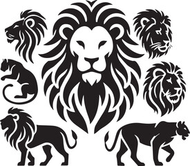 Lion vector illustration in black and white