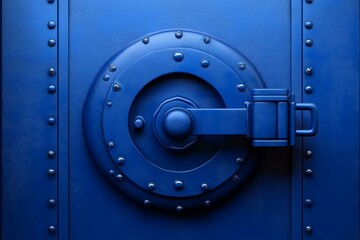 Blue Safe Door with Round Lock Mechanism