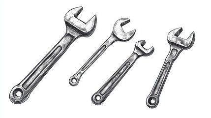 Adjustable wrench and rasp black icon with hand instruments isolated on white background, for industrial design