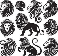 Lion vector illustration in black and white