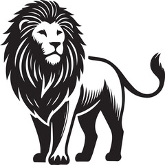 Lion vector illustration in black and white