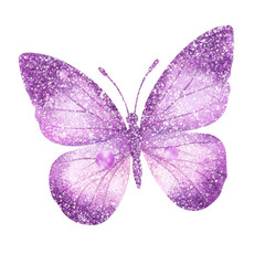 Obraz premium Lavender Glitter Butterfly: A mesmerizing purple butterfly with a delicate glitter texture, perfect for adding a touch of whimsy and magic to any design.
