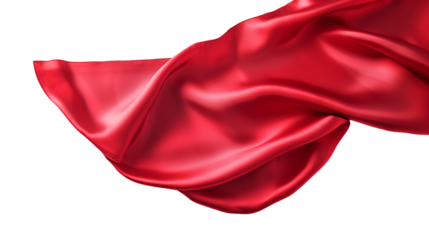 Red Fabric Banner with Subtle Wrinkles and Smooth Texture,red color cloth isolated on transparent background,red fabric with a wave pattern is shown,Floating elegant red fabric,Luxury realistic satin 