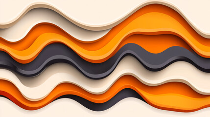 Obraz premium Abstract wavy layers in orange and black tones