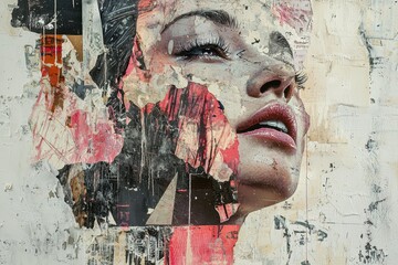 Artistic fusion urban mixed media portraits