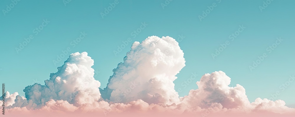 Poster clouds watercolor idea. stunning clouds against a blue sky creating a serene and tranquil atmosphere