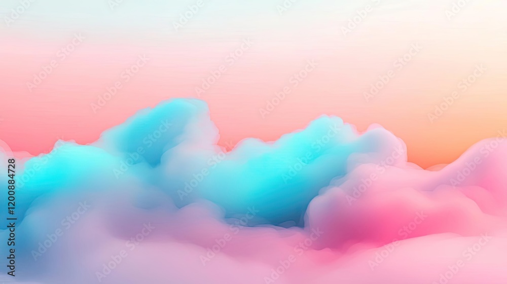 Poster blurred watercolor idea. vibrant clouds with soft pastel colors creating a serene and dreamy atmosph