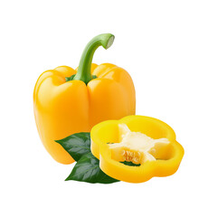 Yellow Bell pepper slice on transparent background