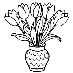 flower coloring page vector, cartoon, color, coloring page