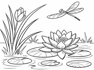flower coloring page vector, cartoon, color, coloring page