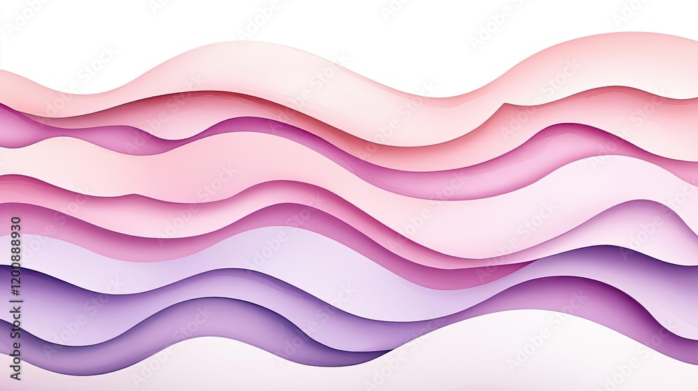 Poster clouds watercolor idea. abstract layered waves in shades of pink and purple create a modern visual e